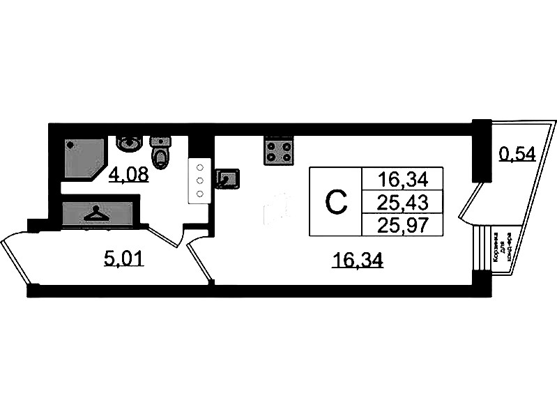 Квартира студия 25.97 м², 5/11 эт., ЖК «VEREN NORT Сертолово»